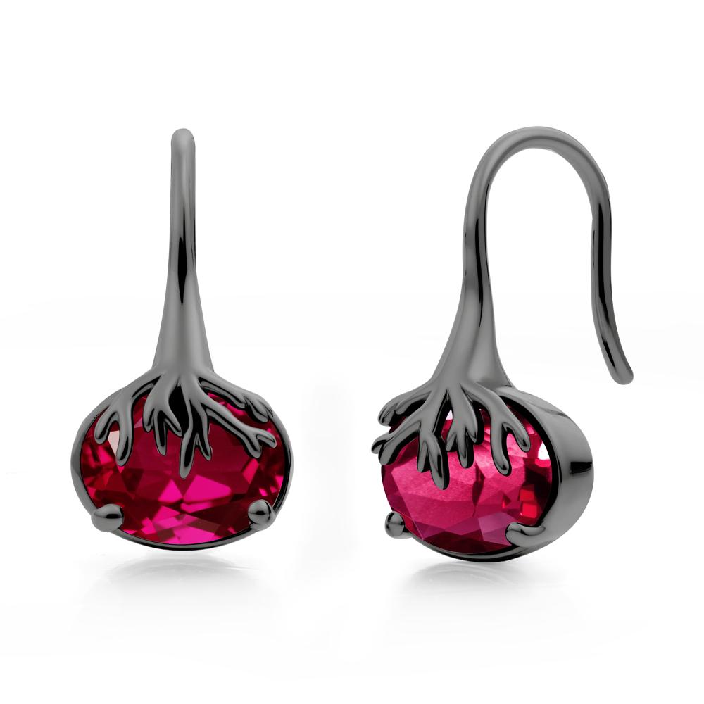 Nature Inspired Oval Ruby Earrings - LUO Jewelry #metal_black finish sterling silver