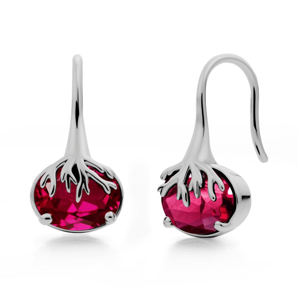 Nature Inspired Oval Ruby Earrings - LUO Jewelry #metal_platinum
