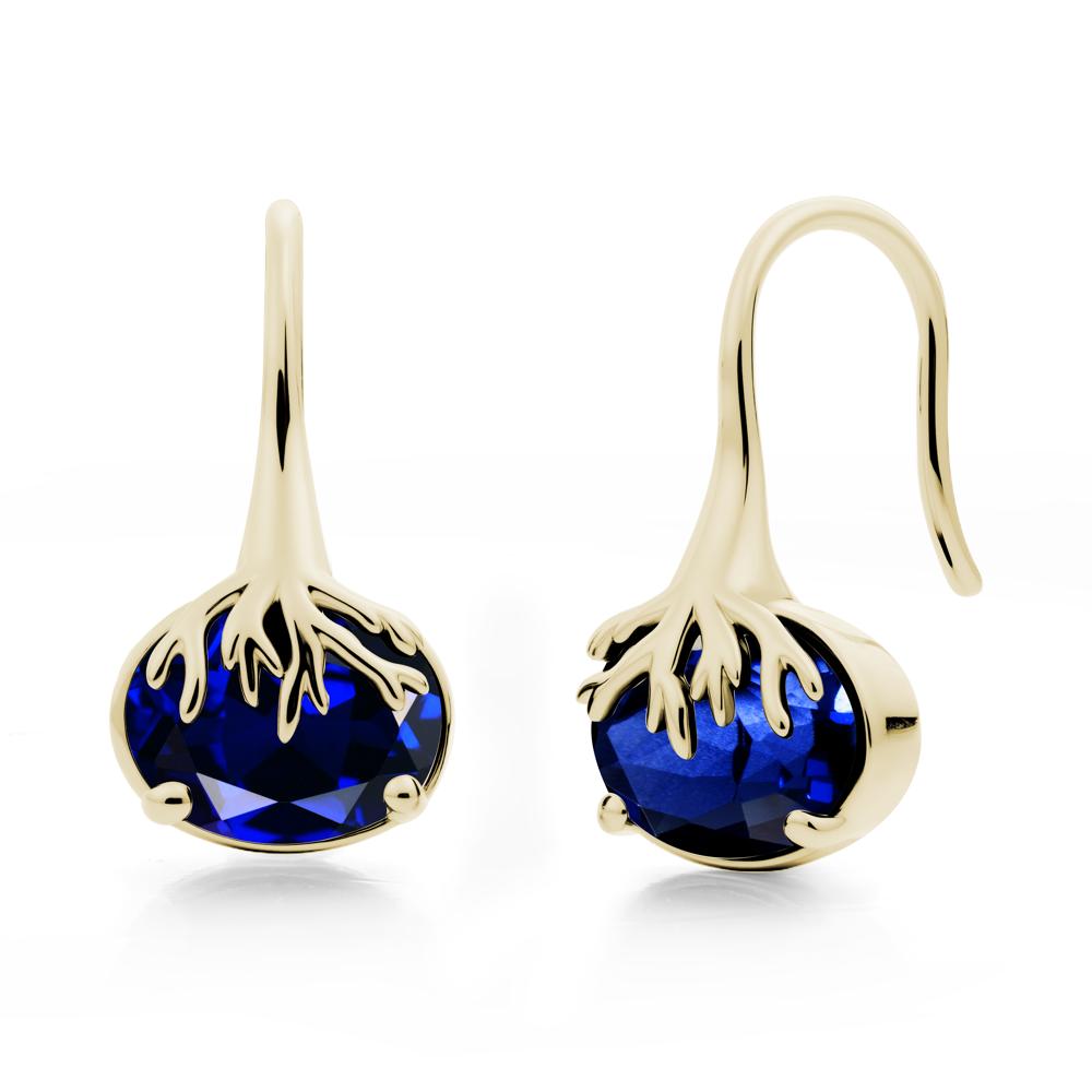 Oval Sapphire French Hook Earrings - LUO Jewelry #metal_14k yellow gold