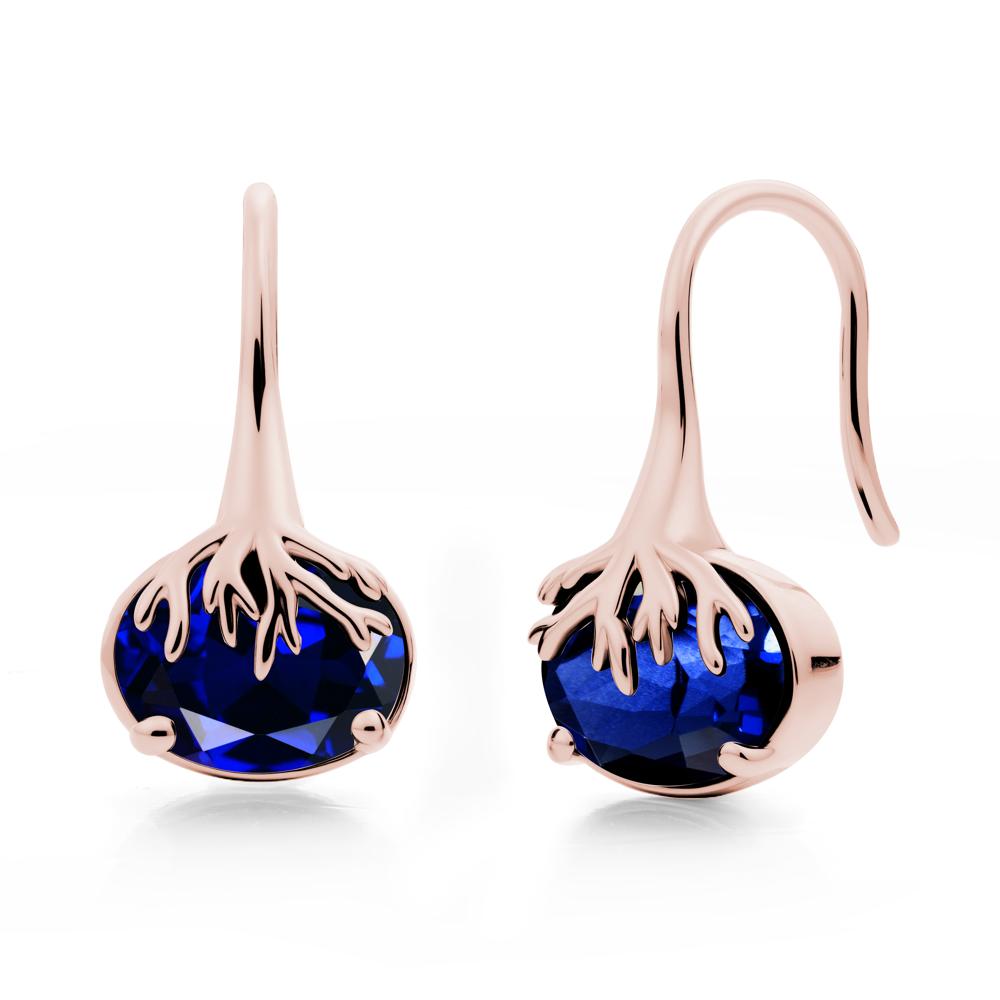 Oval Sapphire French Hook Earrings - LUO Jewelry #metal_18k rose gold