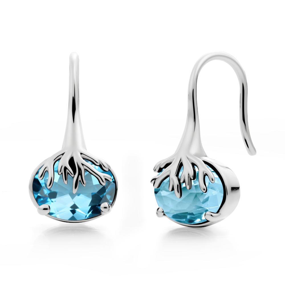 Tree Root Inspired Swiss Blue Topaz French Hook Earrings - LUO Jewelry #metal_sterling silver