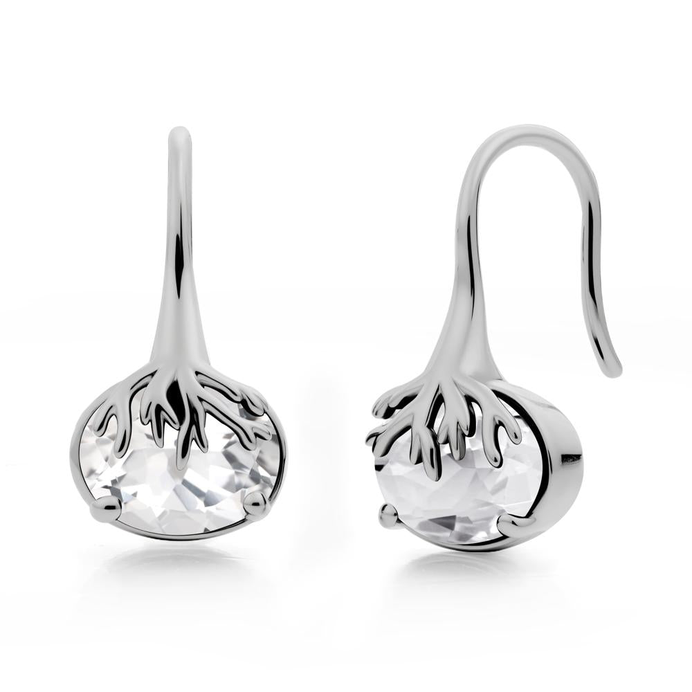 Tree Root Inspired White Topaz French Hook Earrings - LUO Jewelry #metal_platinum