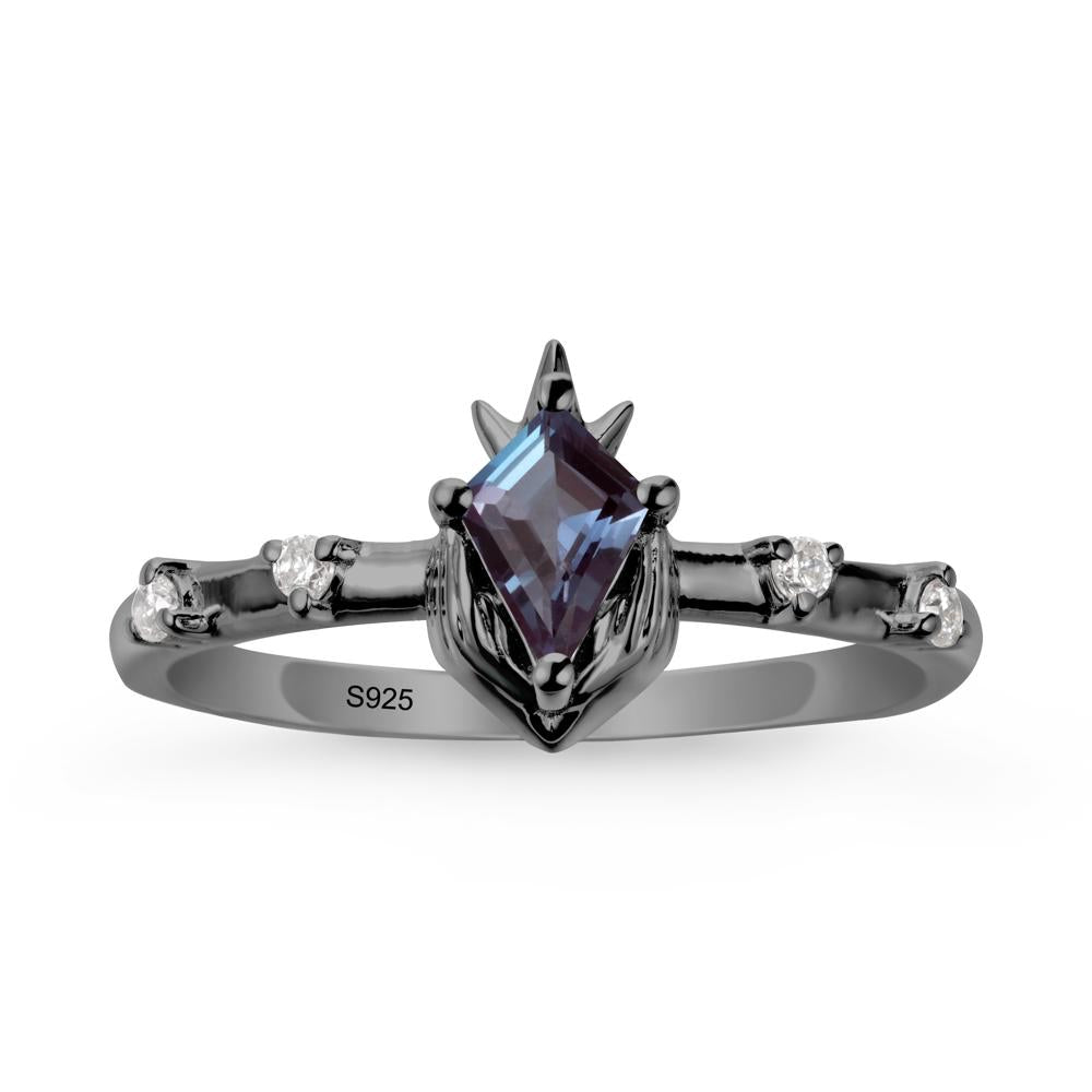 Fantasy Claddagh Ring with Kite Alexandrite - LUO Jewelry #metal_black finish sterling silver