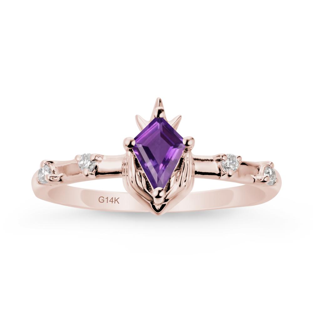Kite Amethyst Modern Claddagh Ring - LUO Jewelry #metal_14k rose gold