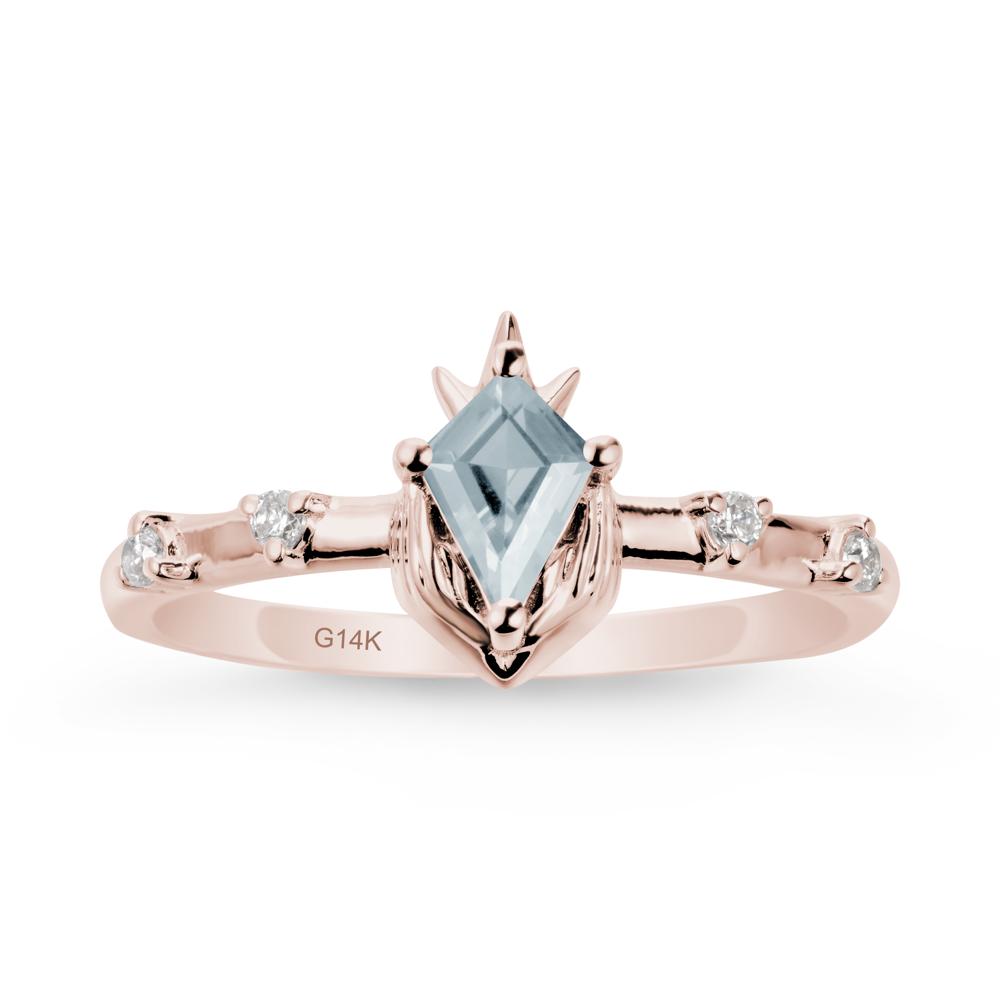 Kite Cut Aquamarine Crown Ring - LUO Jewelry #metal_14k rose gold