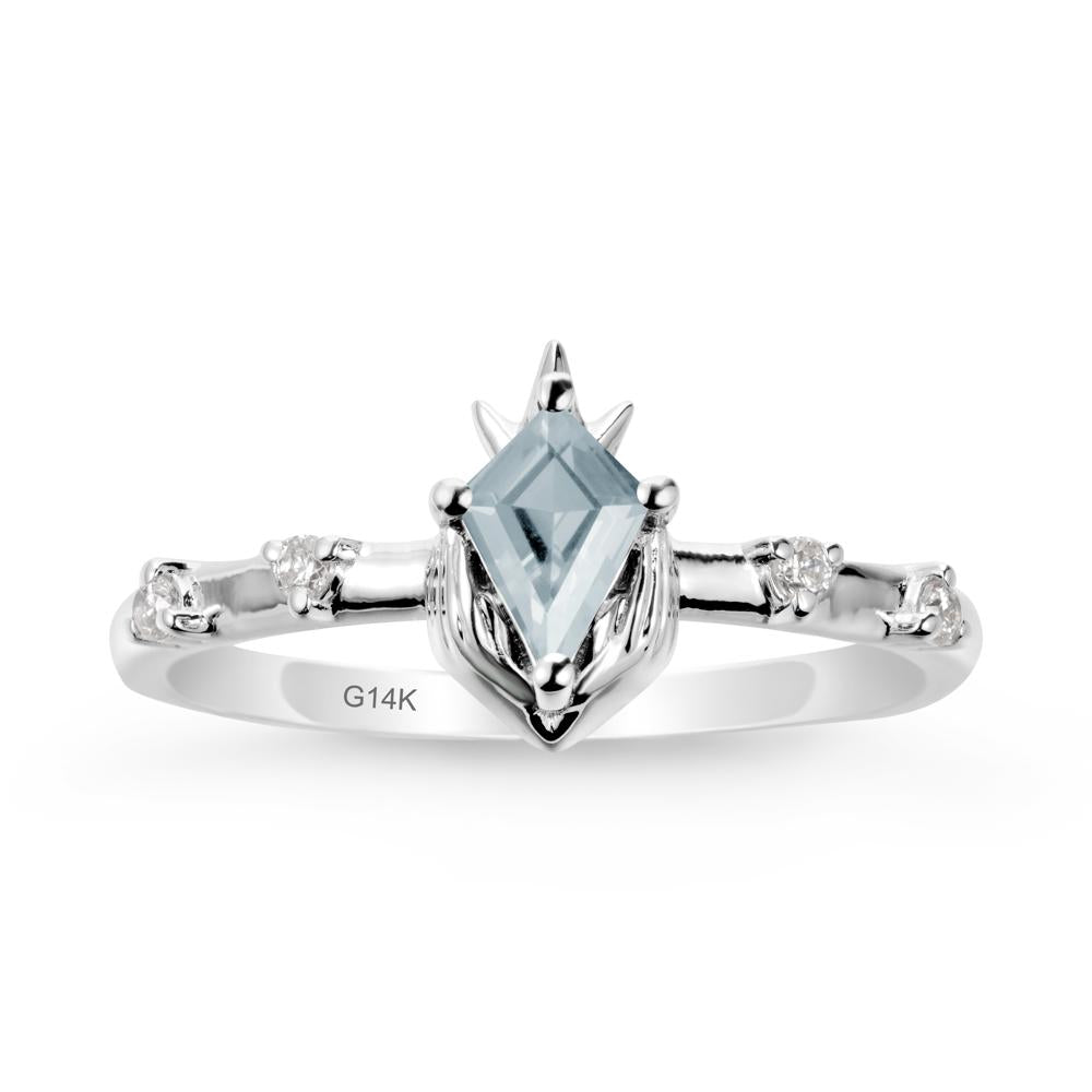 Kite Cut Aquamarine Crown Ring - LUO Jewelry #metal_14k white gold
