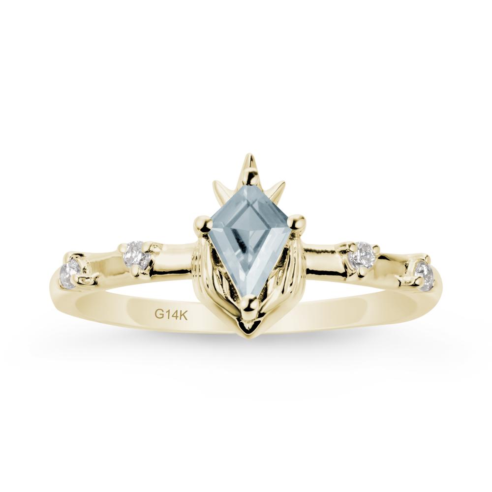 Kite Cut Aquamarine Crown Ring - LUO Jewelry #metal_14k yellow gold