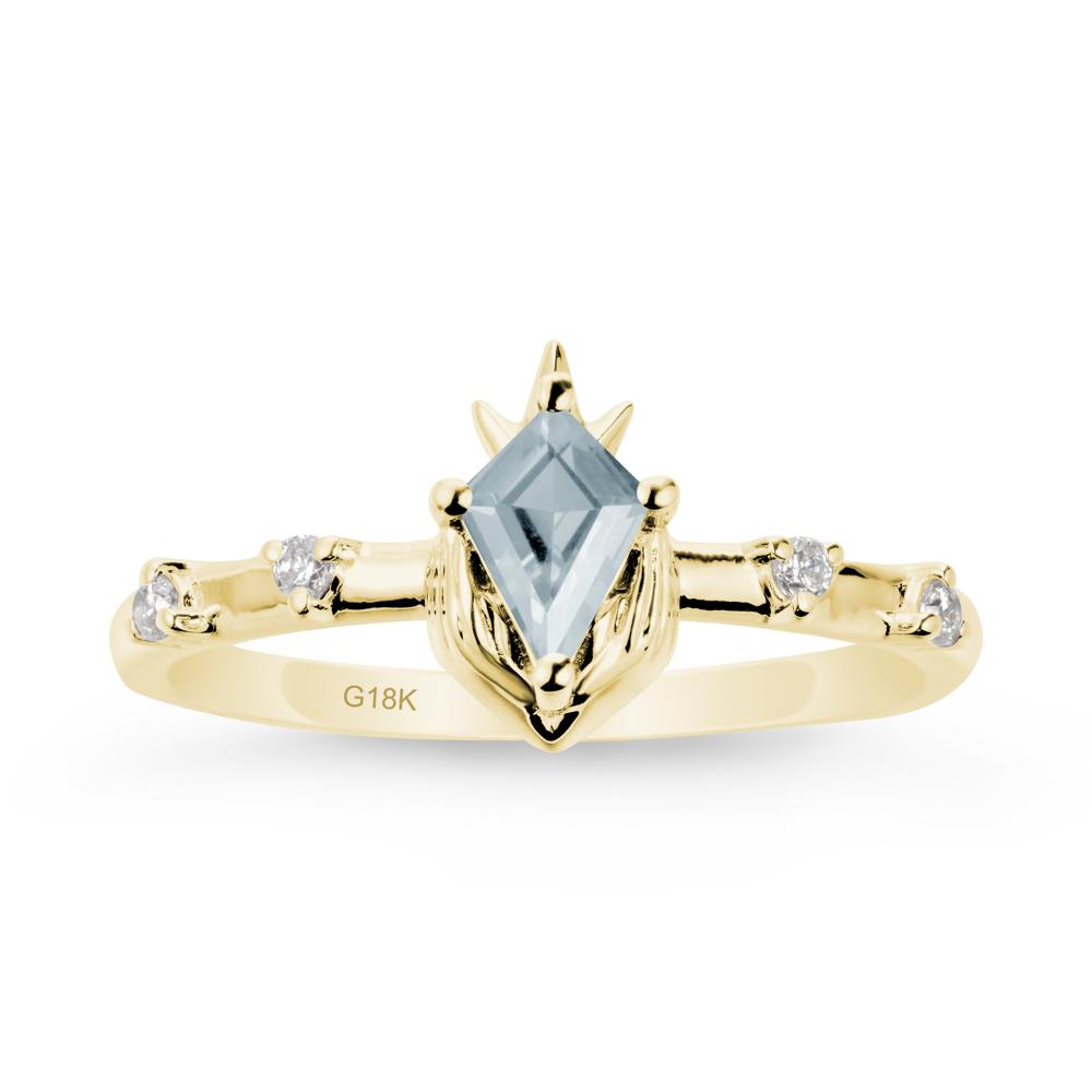 Kite Cut Aquamarine Crown Ring - LUO Jewelry #metal_18k yellow gold