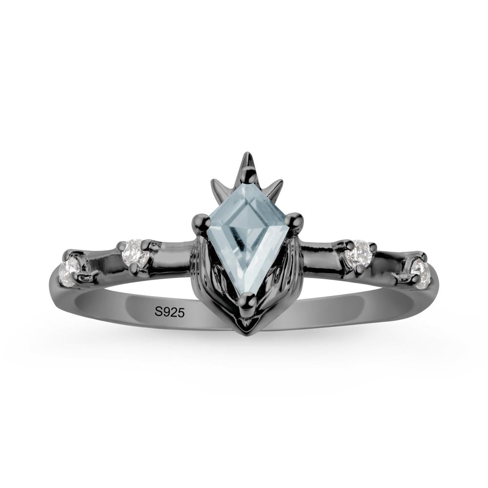 Kite Cut Aquamarine Crown Ring - LUO Jewelry #metal_black finish sterling silver