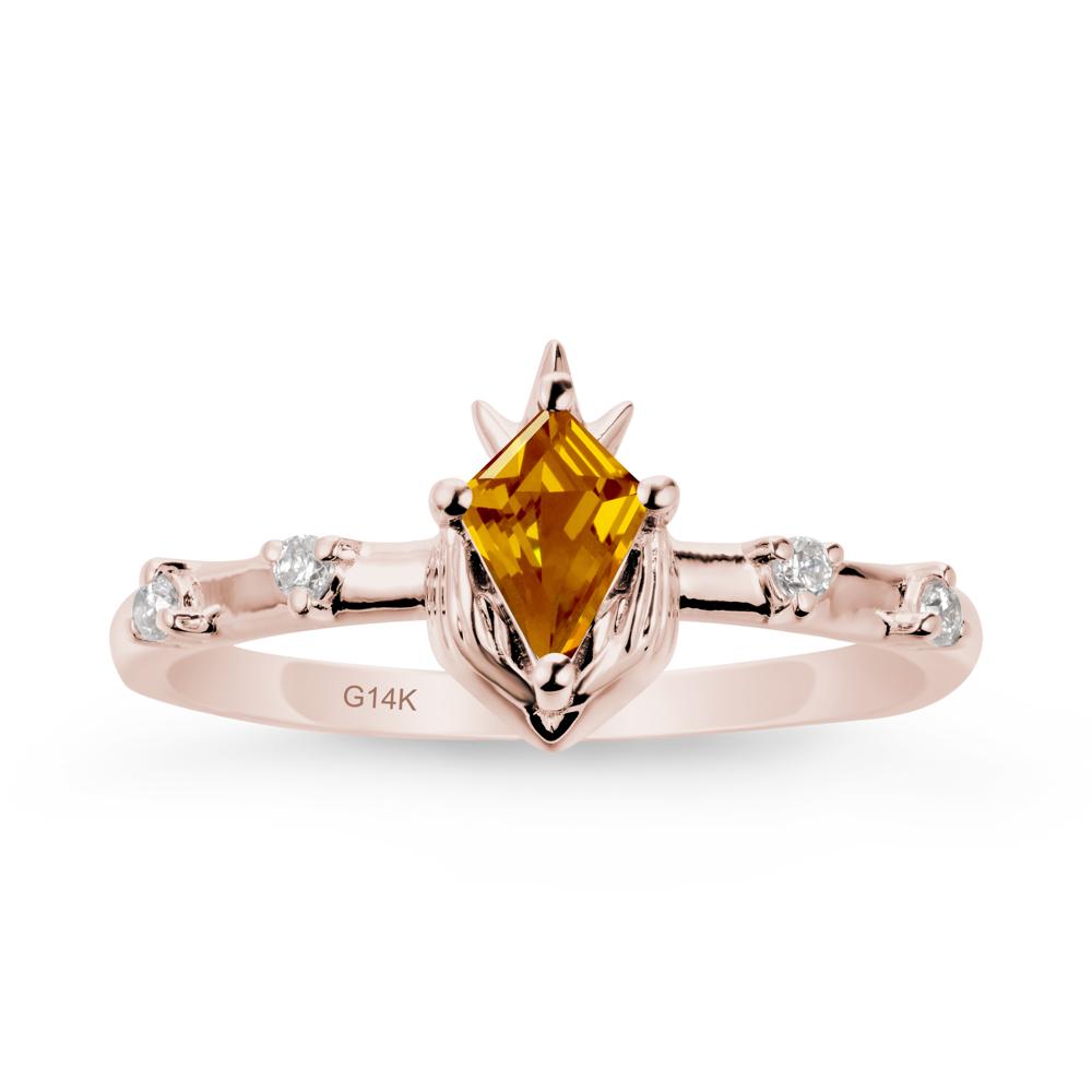 Fantasy Claddagh Ring with Kite Citrine - LUO Jewelry #metal_14k rose gold
