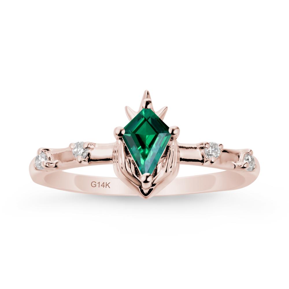 Kite Emerald Modern Claddagh Ring - LUO Jewelry #metal_14k rose gold