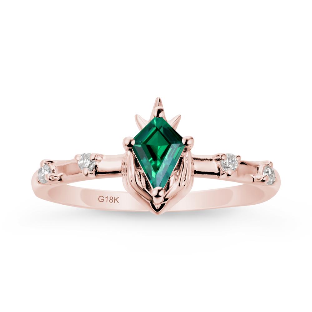 Kite Emerald Modern Claddagh Ring - LUO Jewelry #metal_18k rose gold