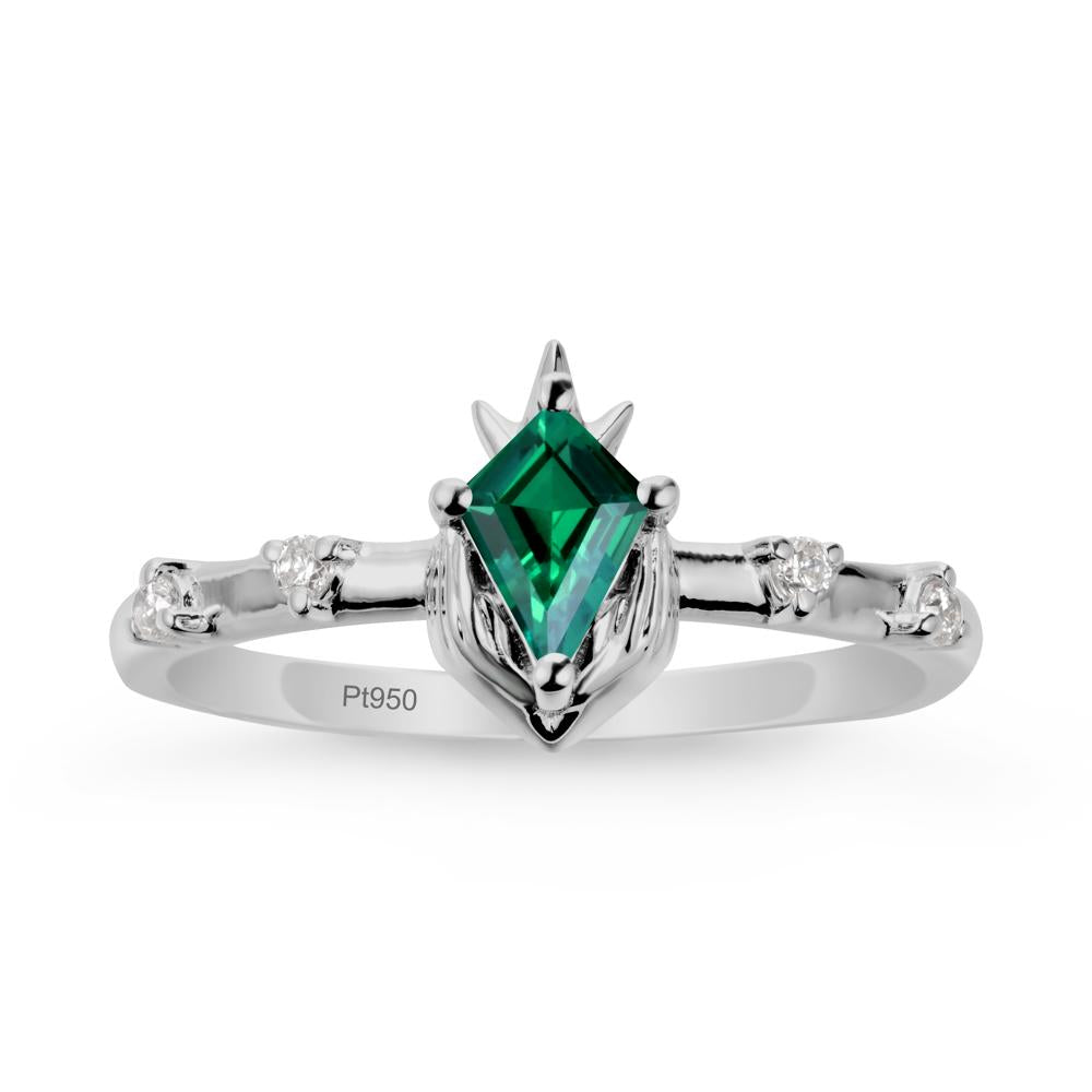 Kite Emerald Modern Claddagh Ring - LUO Jewelry #metal_platinum