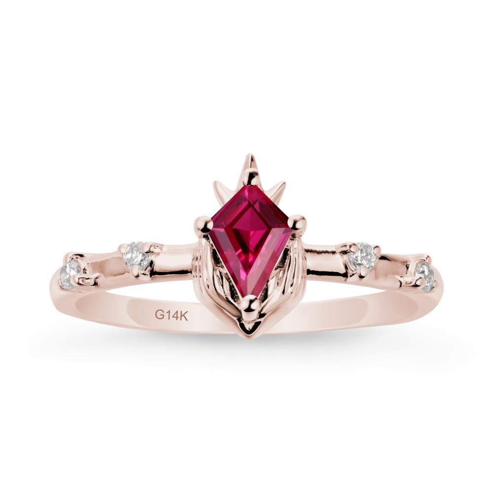 Kite Cut Ruby Crown Ring - LUO Jewelry #metal_14k rose gold