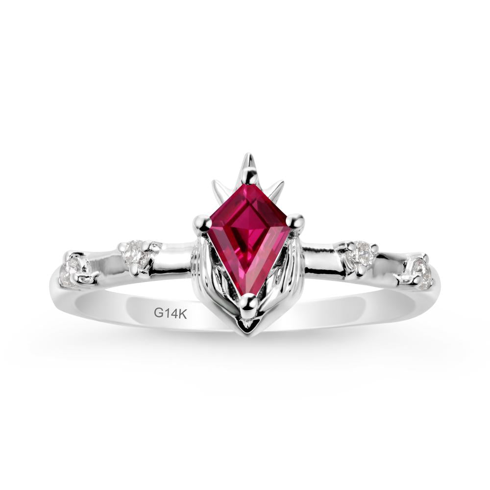 Kite Cut Ruby Crown Ring - LUO Jewelry #metal_14k white gold