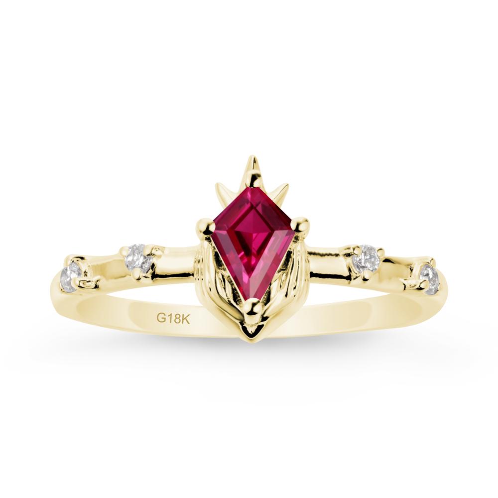 Kite Cut Ruby Crown Ring - LUO Jewelry #metal_18k yellow gold