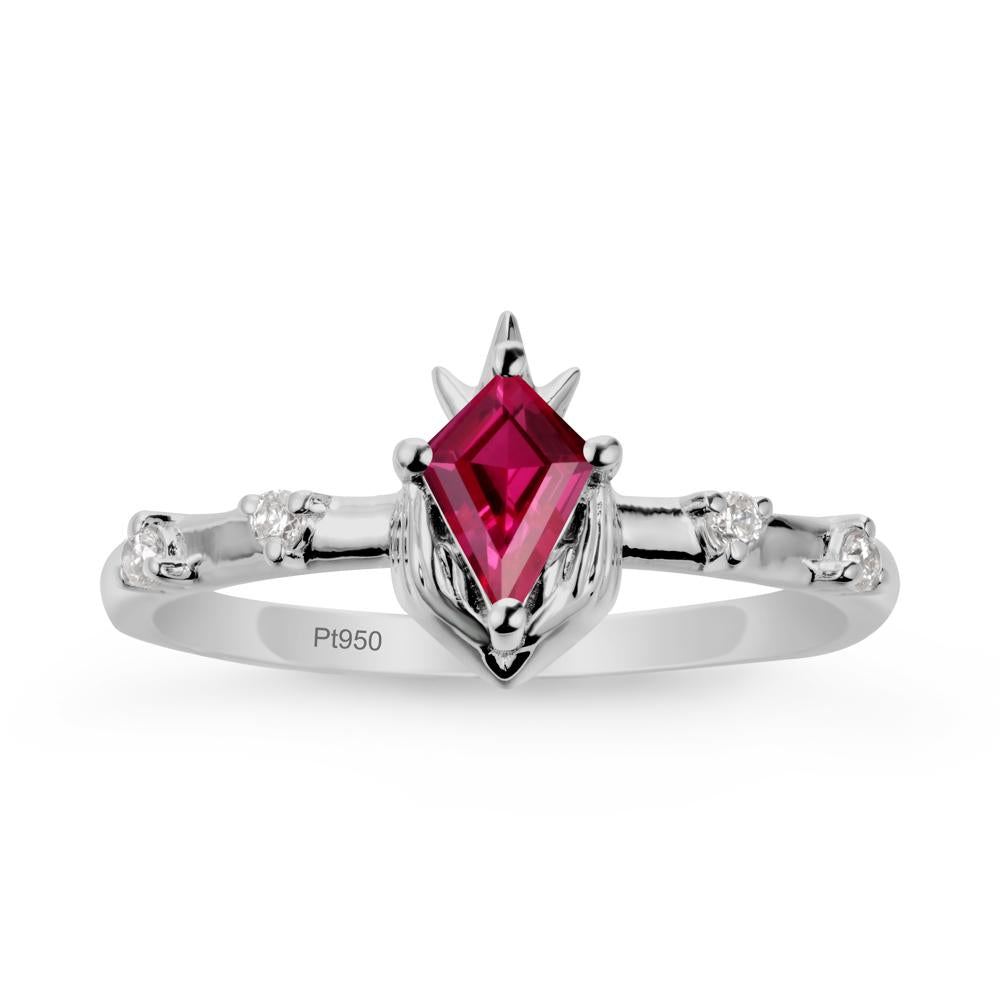 Kite Cut Ruby Crown Ring - LUO Jewelry #metal_platinum