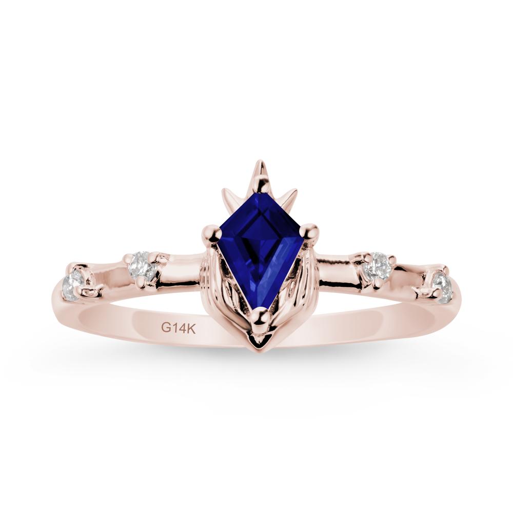 Fantasy Claddagh Ring with Kite Sapphire - LUO Jewelry #metal_14k rose gold