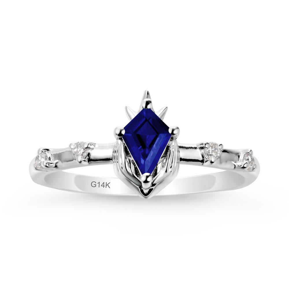 Fantasy Claddagh Ring with Kite Sapphire - LUO Jewelry #metal_14k white gold