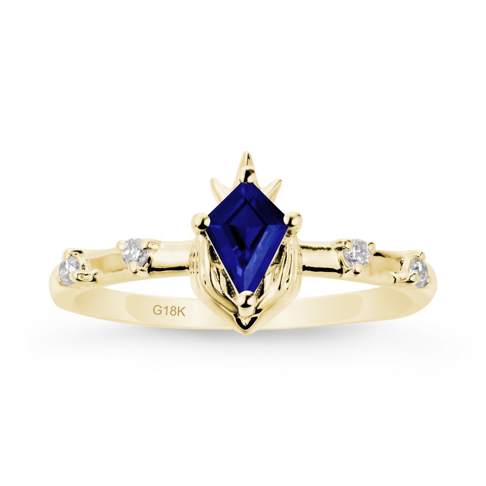 Fantasy Claddagh Ring with Kite Sapphire - LUO Jewelry #metal_18k yellow gold