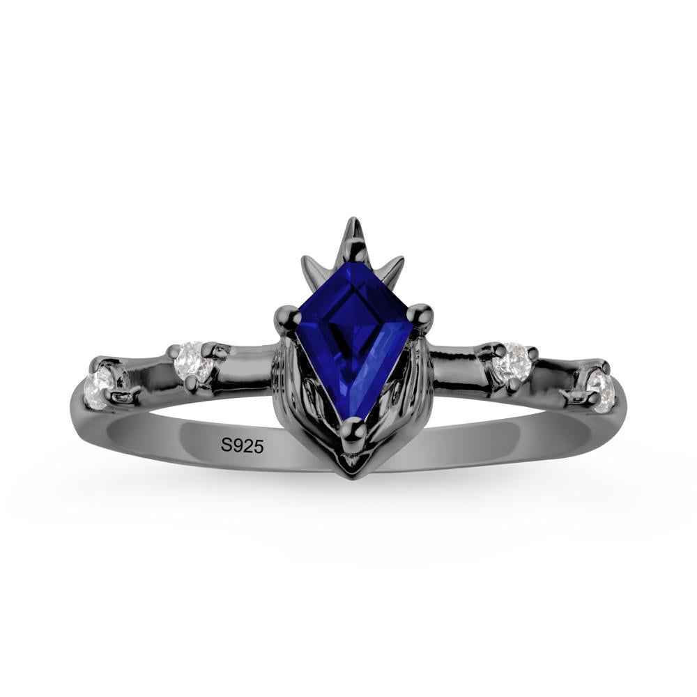 Fantasy Claddagh Ring with Kite Sapphire - LUO Jewelry #metal_black finish sterling silver