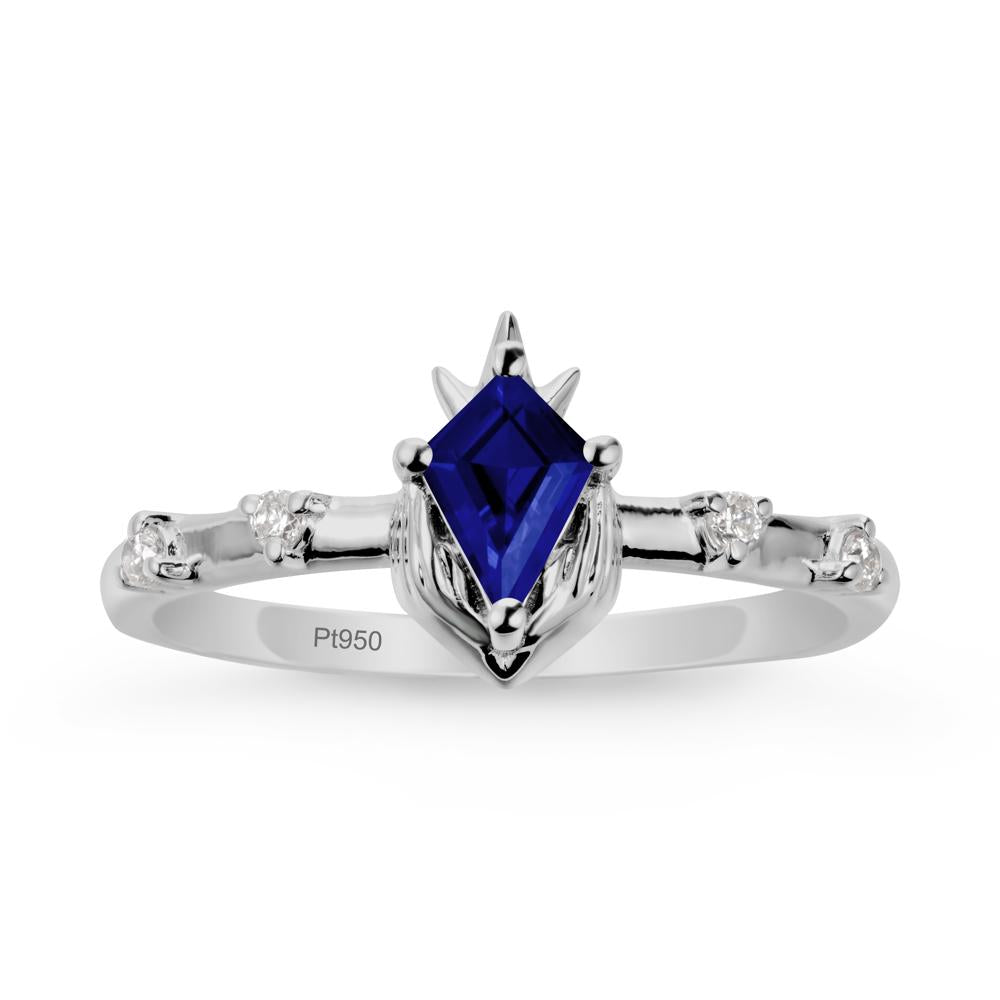 Fantasy Claddagh Ring with Kite Sapphire - LUO Jewelry #metal_platinum