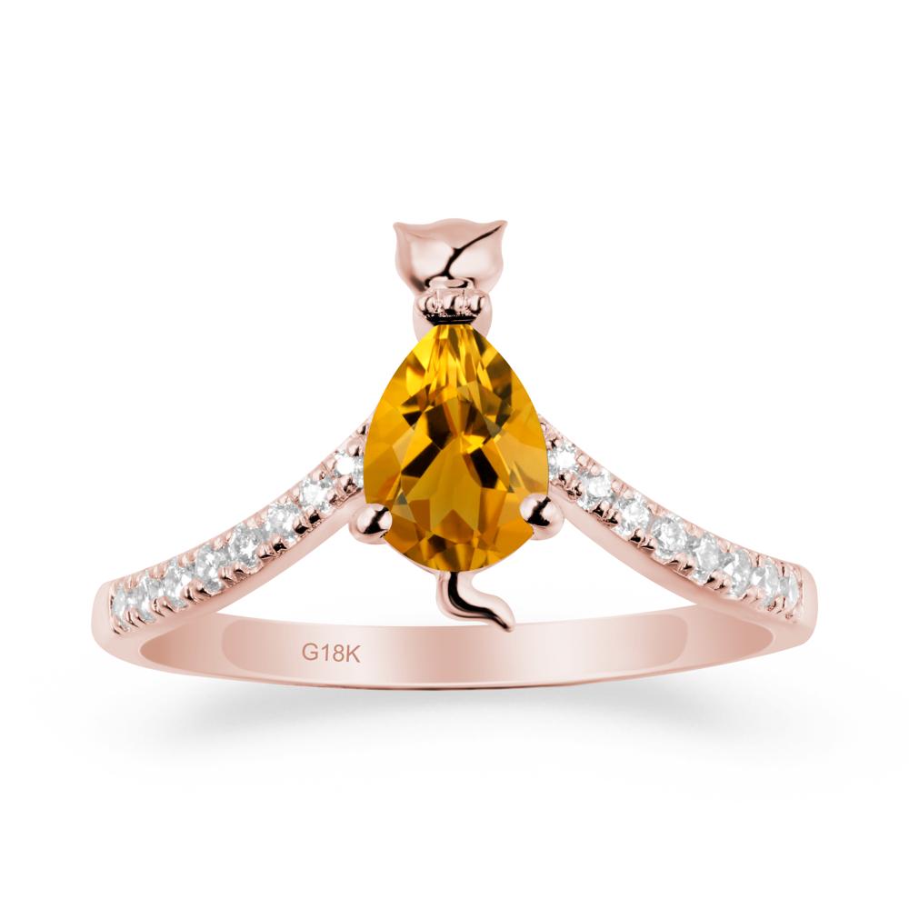 Cute Cat Inspired Citrine Ring - LUO Jewelry #metal_18k rose gold