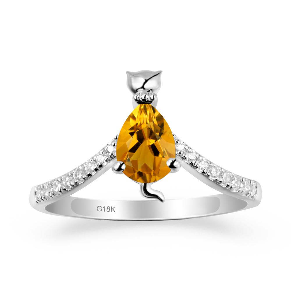 Cute Cat Inspired Citrine Ring - LUO Jewelry #metal_18k white gold