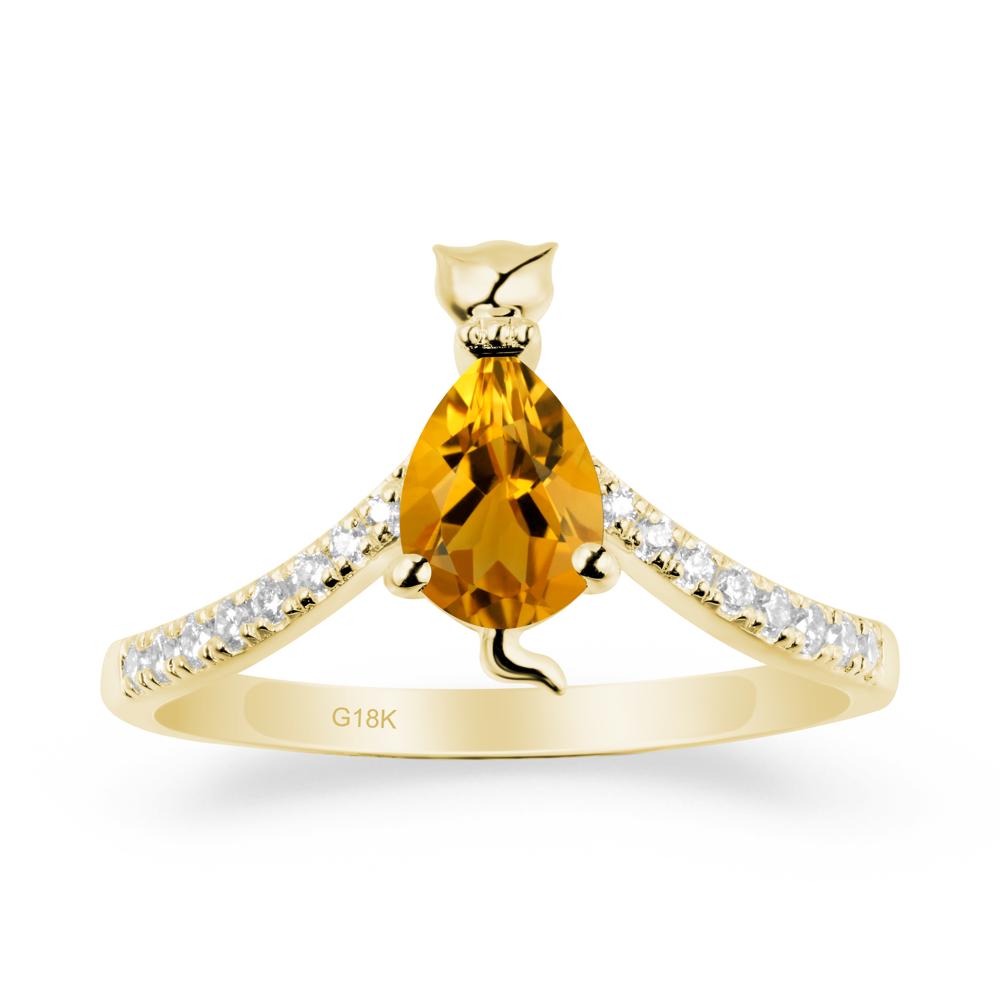 Cute Cat Inspired Citrine Ring - LUO Jewelry #metal_18k yellow gold