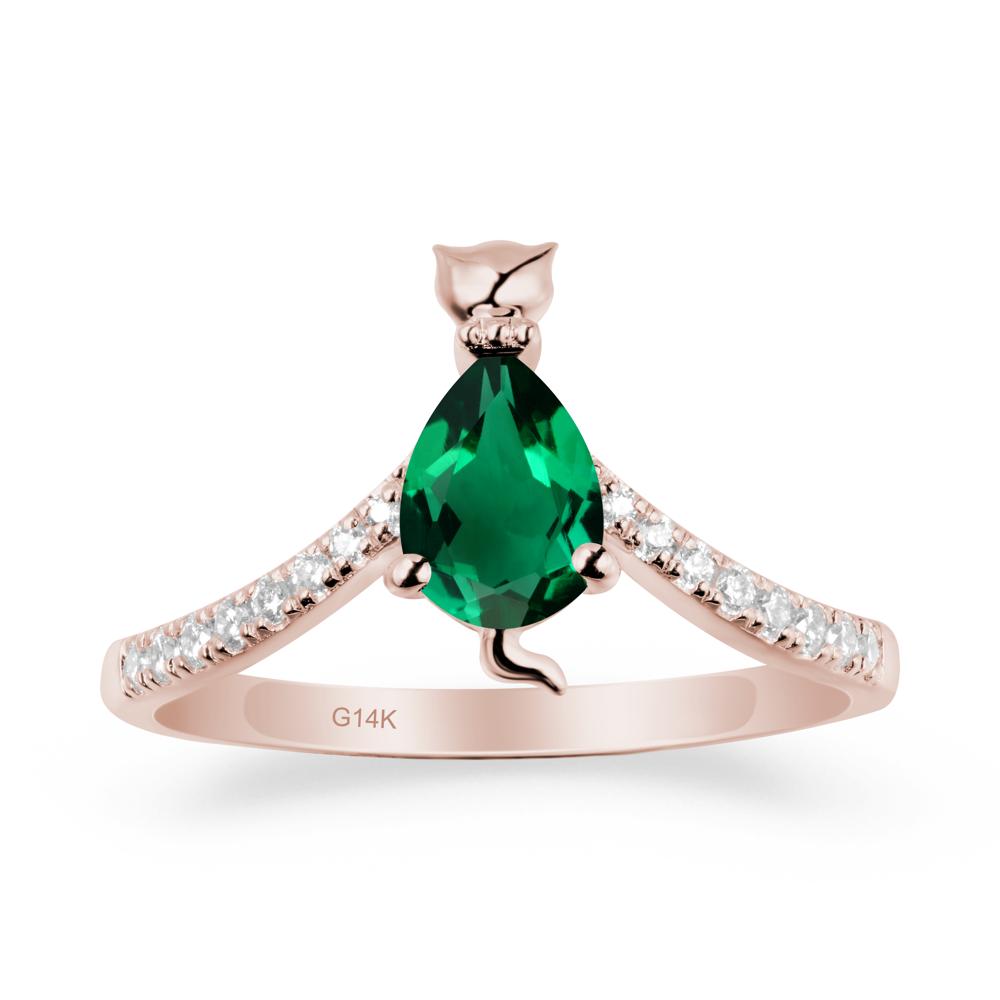Cute Cat Inspired Emerald Ring - LUO Jewelry #metal_14k rose gold