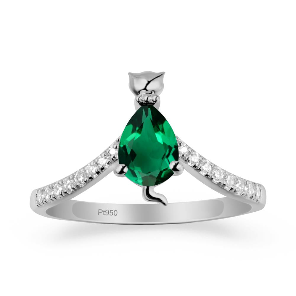 Cute Cat Inspired Emerald Ring - LUO Jewelry #metal_platinum