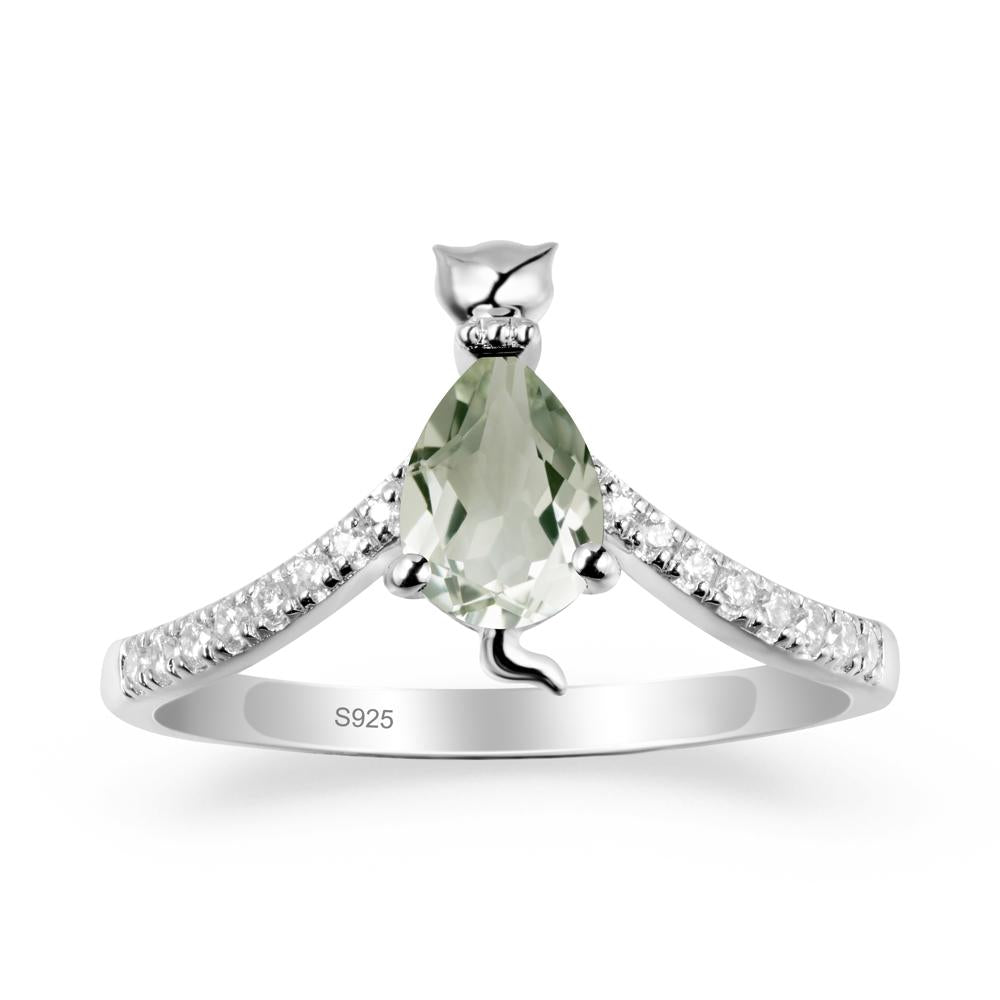 Cute Cat Inspired Green Amethyst Ring - LUO Jewelry #metal_sterling silver