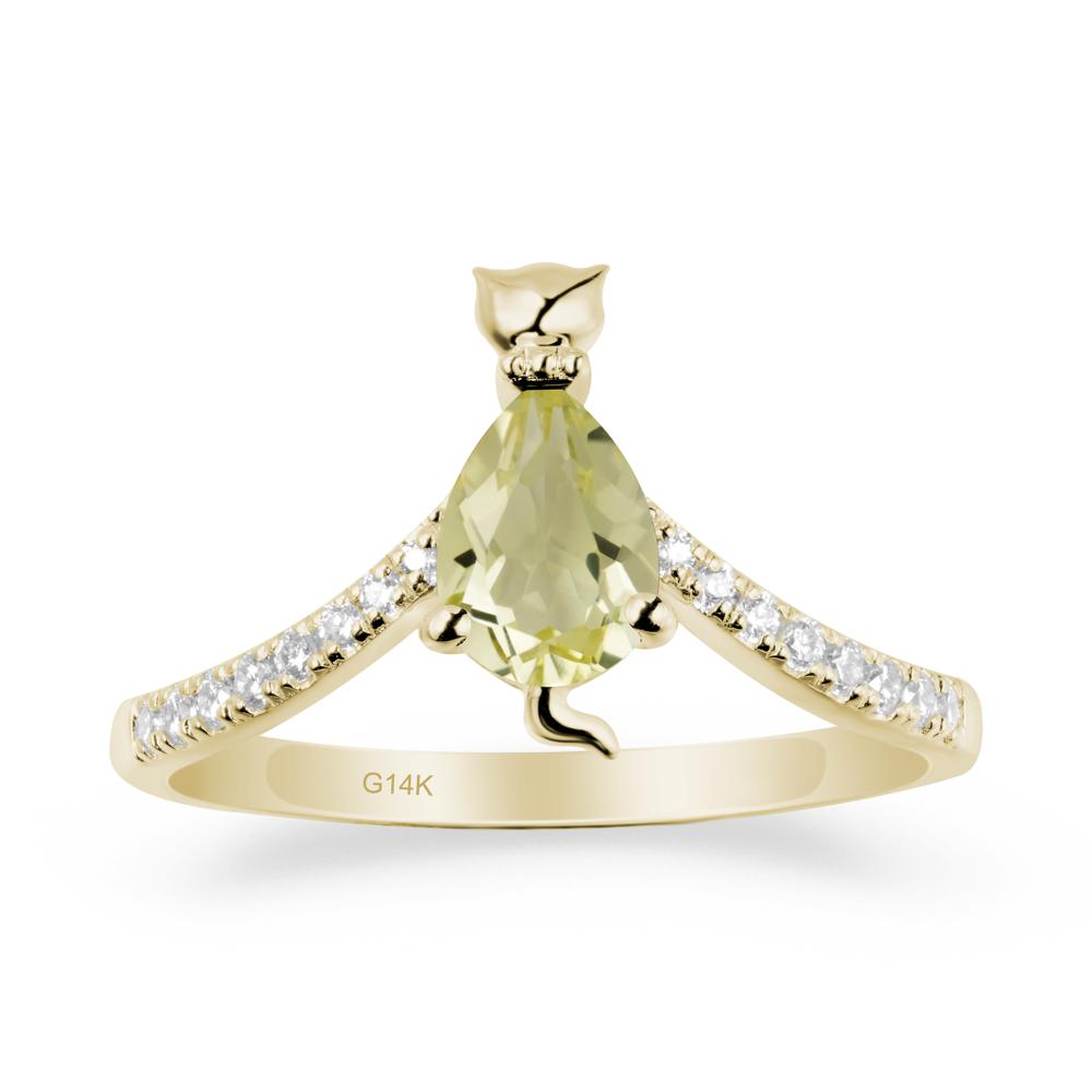 Cute Cat Inspired Lemon Quartz Ring - LUO Jewelry #metal_14k yellow gold
