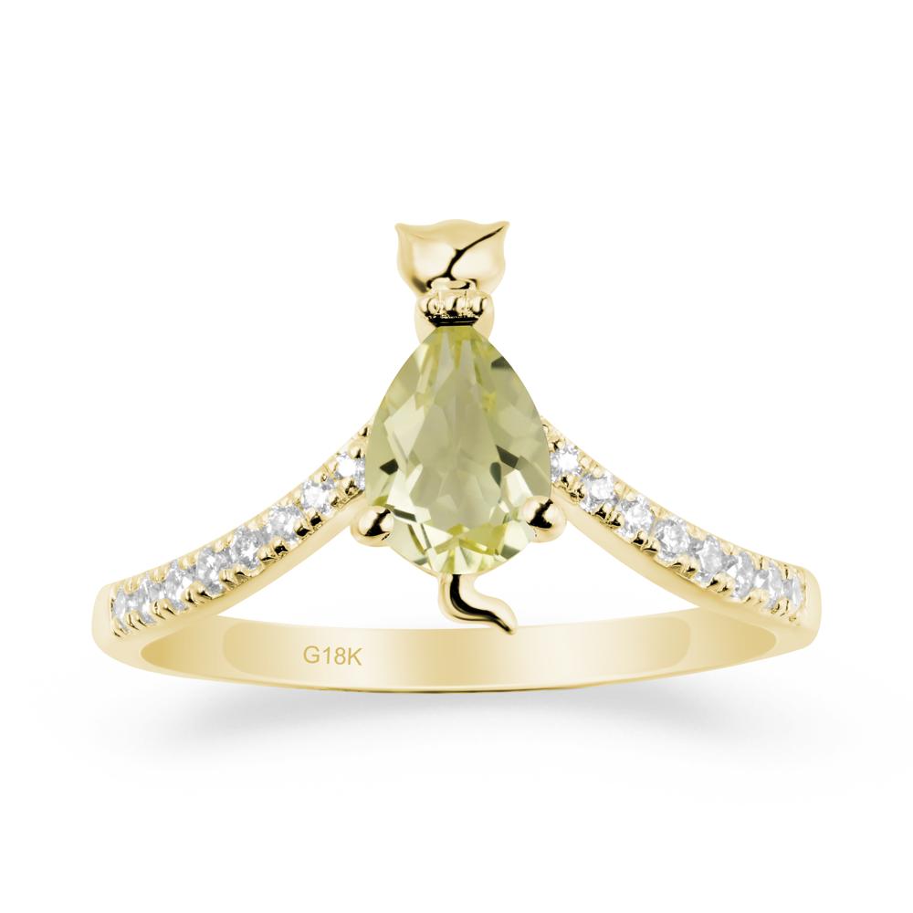 Cute Cat Inspired Lemon Quartz Ring - LUO Jewelry #metal_18k yellow gold