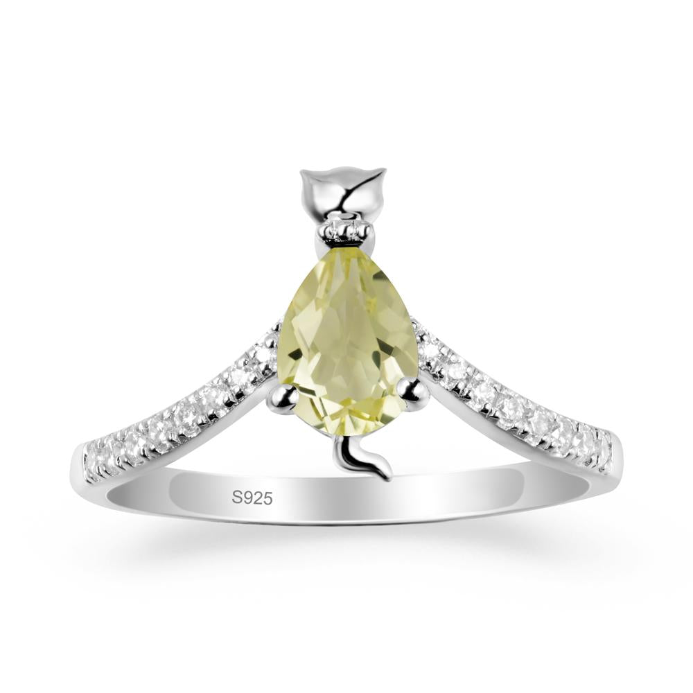 Cute Cat Inspired Lemon Quartz Ring - LUO Jewelry #metal_sterling silver