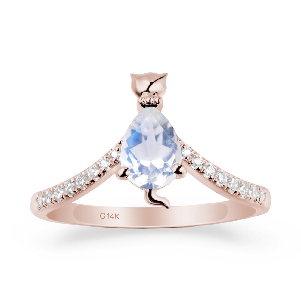 Cute Cat Inspired Moonstone Ring - LUO Jewelry #metal_14k rose gold