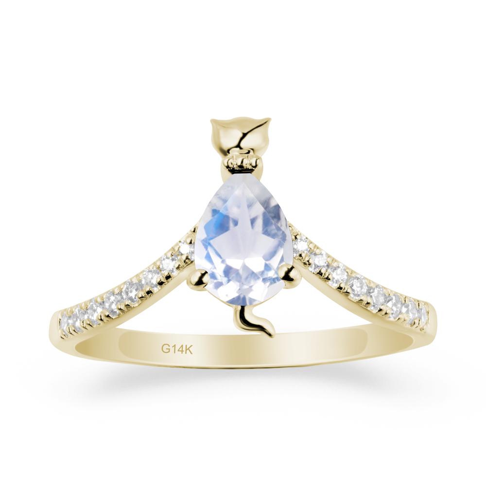 Cute Cat Inspired Moonstone Ring - LUO Jewelry #metal_14k yellow gold
