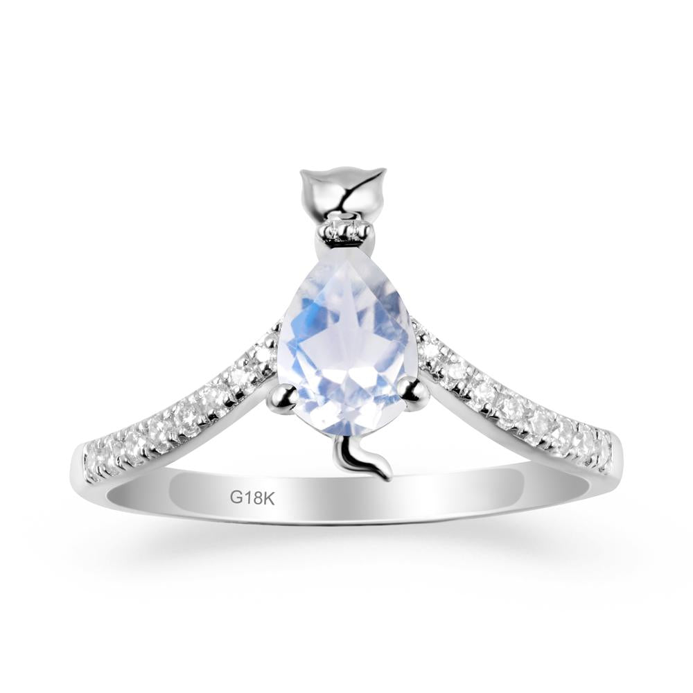 Cute Cat Inspired Moonstone Ring - LUO Jewelry #metal_18k white gold