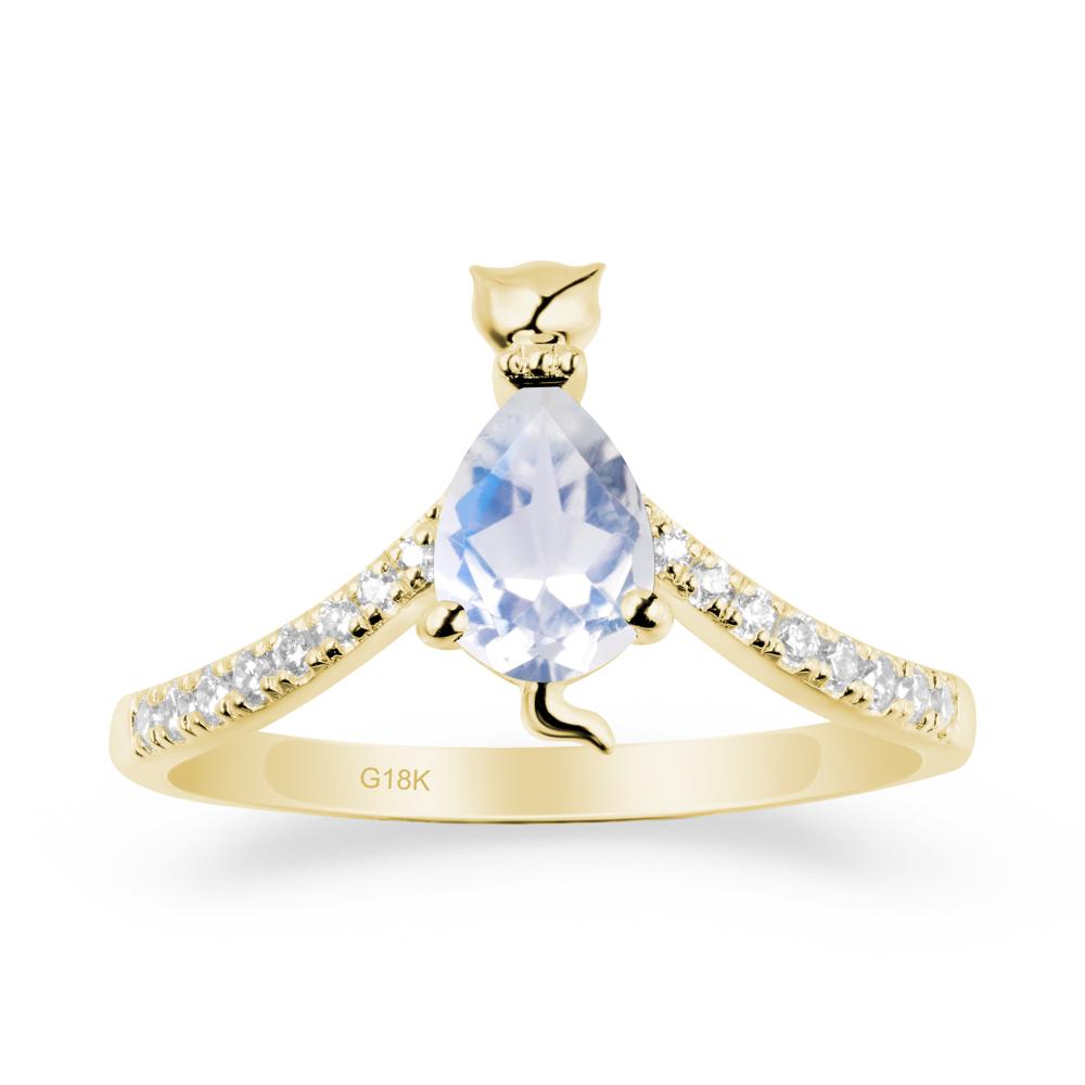 Cute Cat Inspired Moonstone Ring - LUO Jewelry #metal_18k yellow gold