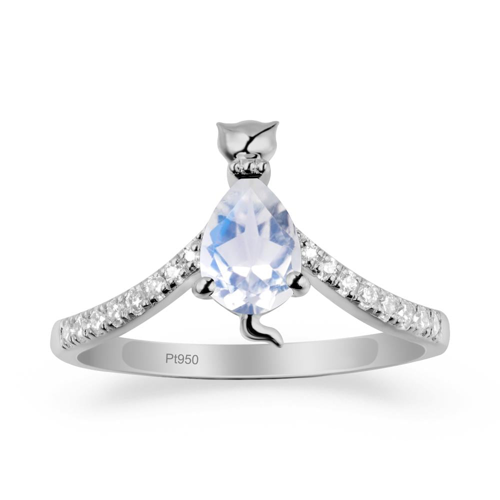 Cute Cat Inspired Moonstone Ring - LUO Jewelry #metal_platinum