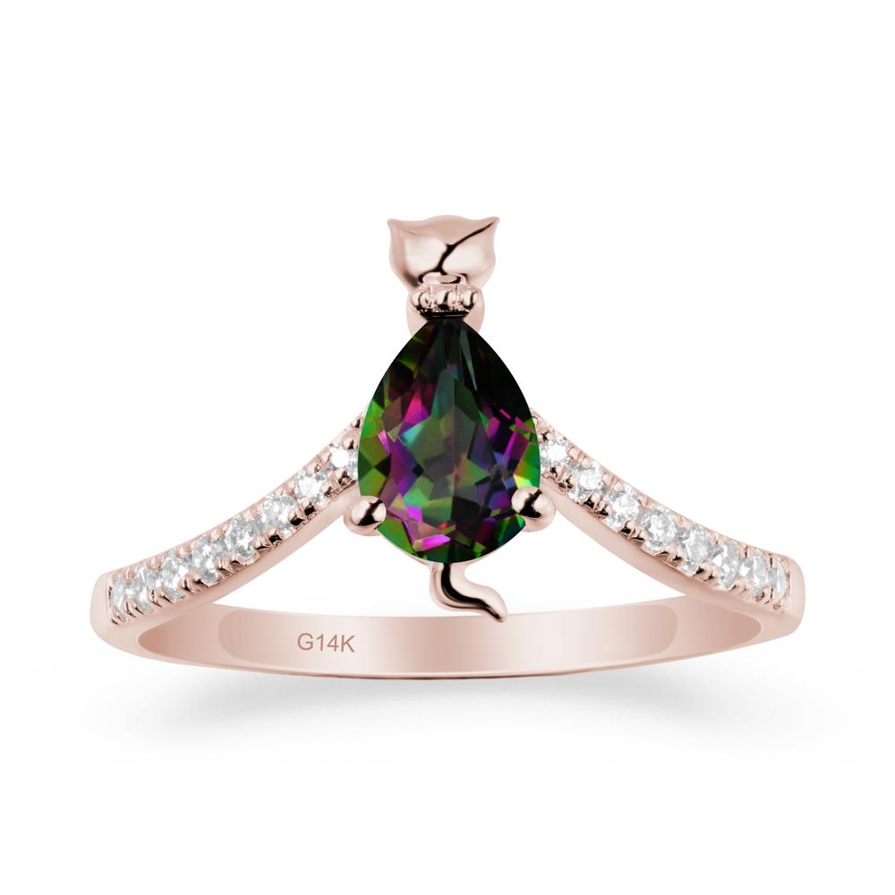 Cute Cat Inspired Mystic Topaz Ring - LUO Jewelry #metal_14k rose gold