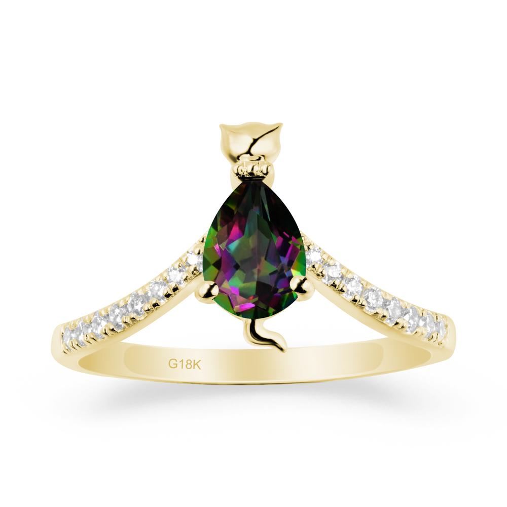 Cute Cat Inspired Mystic Topaz Ring - LUO Jewelry #metal_18k yellow gold