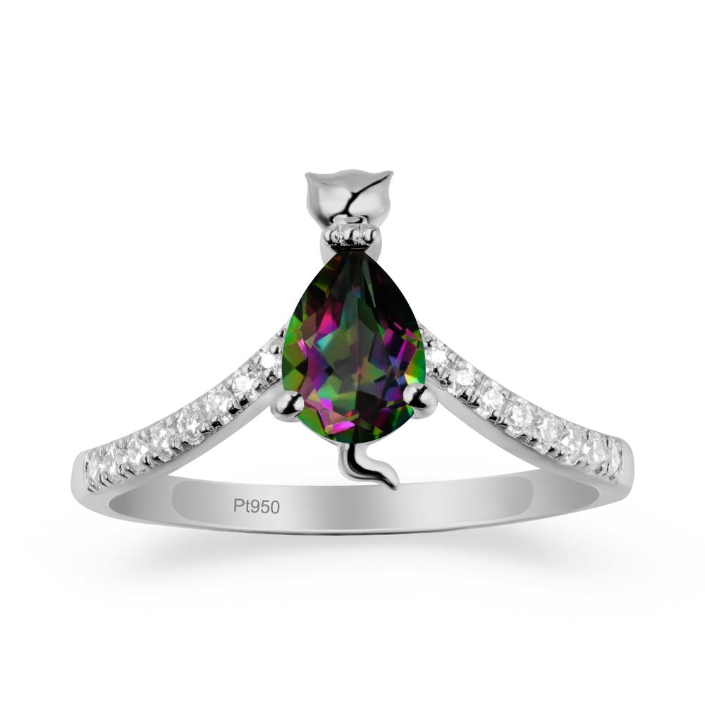 Cute Cat Inspired Mystic Topaz Ring - LUO Jewelry #metal_platinum