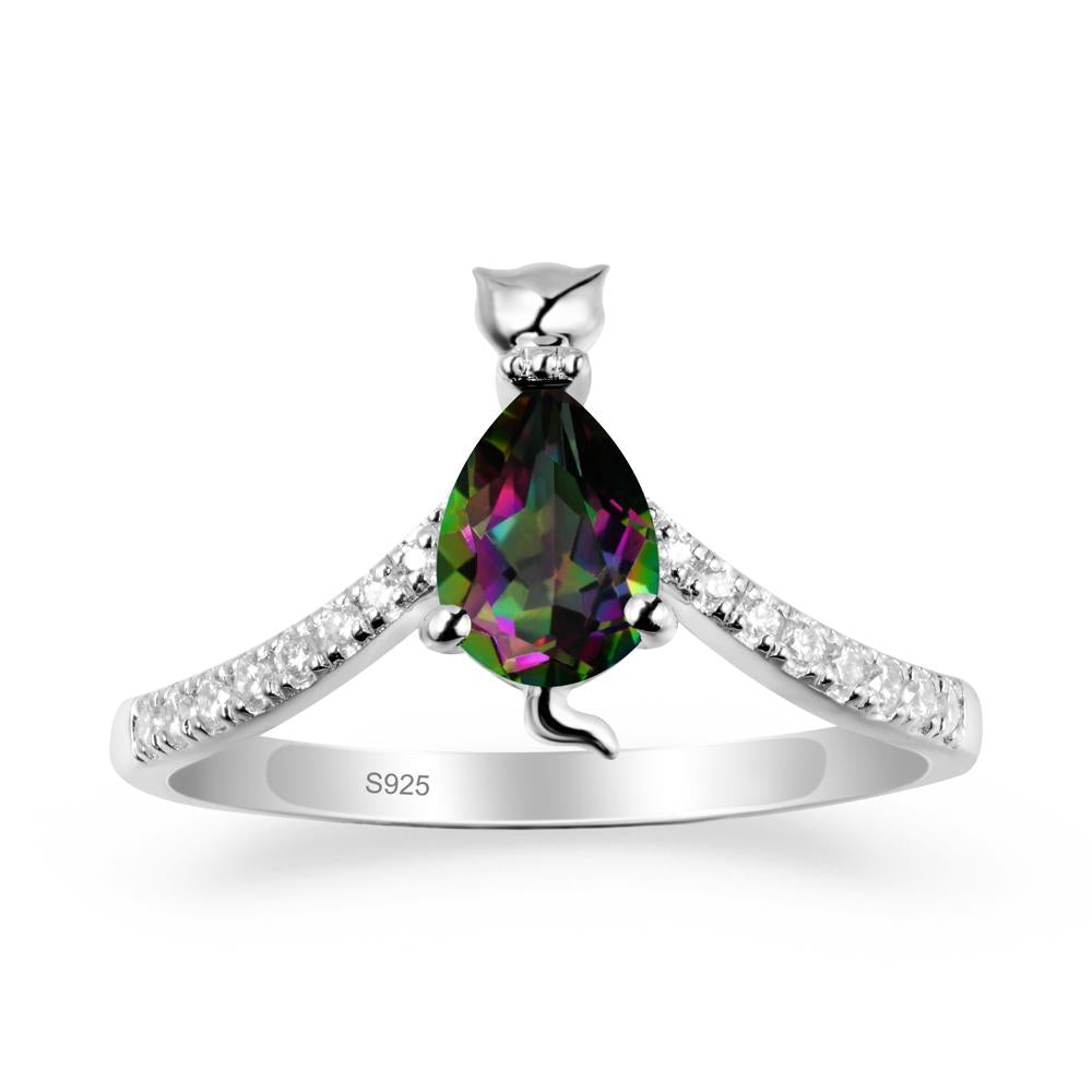 Cute Cat Inspired Mystic Topaz Ring - LUO Jewelry #metal_sterling silver