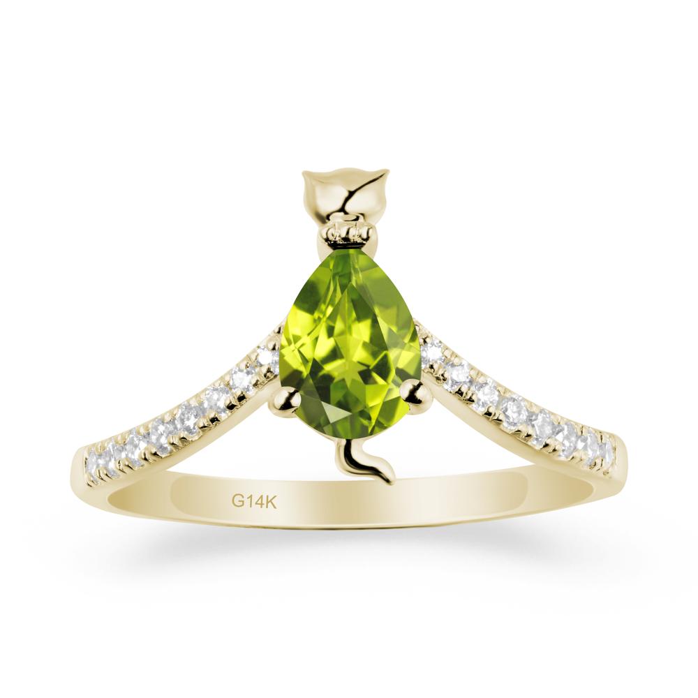 Cute Cat Inspired Peridot Ring - LUO Jewelry #metal_14k yellow gold