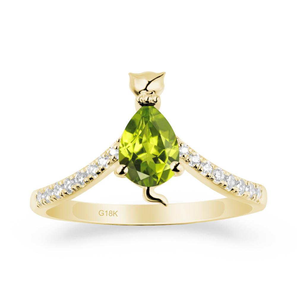 Cute Cat Inspired Peridot Ring - LUO Jewelry #metal_18k yellow gold