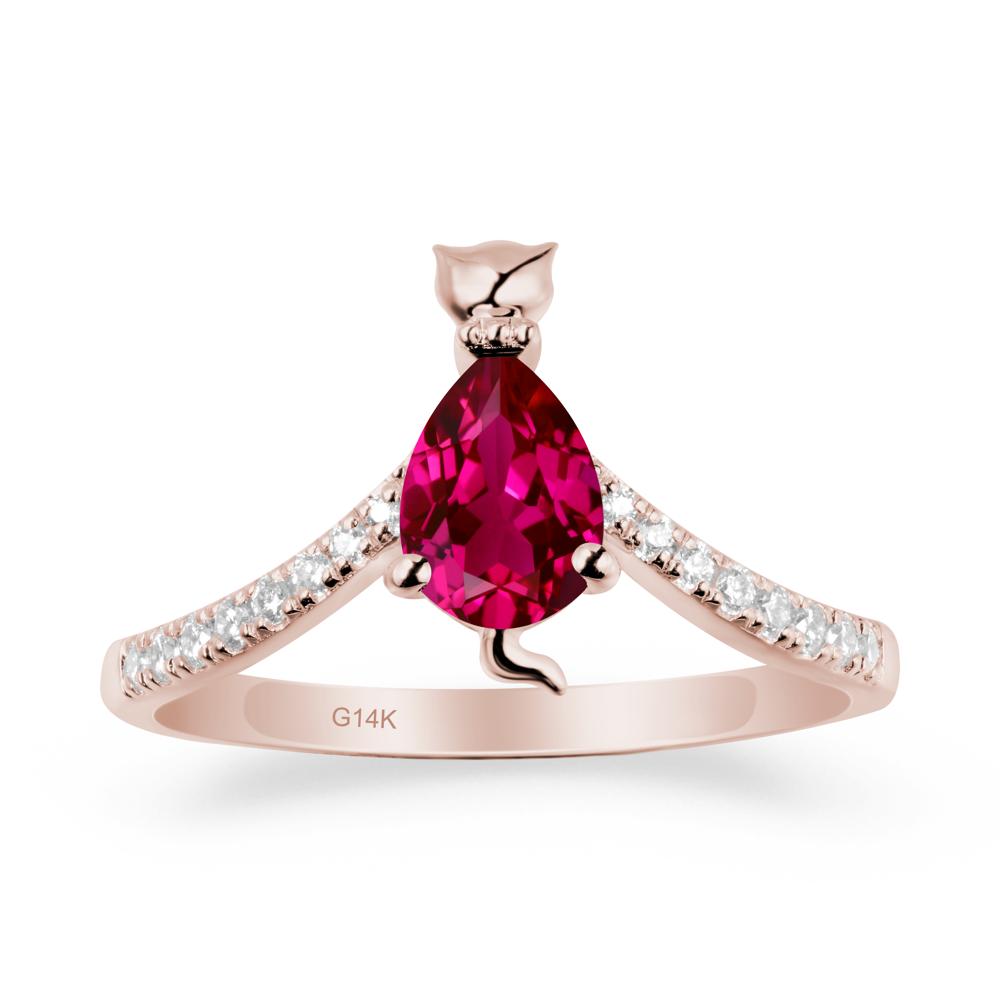 Cute Cat Inspired Ruby Ring - LUO Jewelry #metal_14k rose gold
