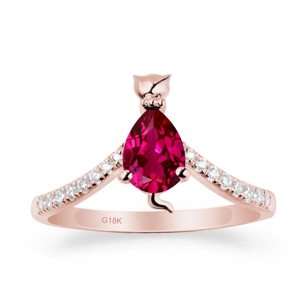 Cute Cat Inspired Ruby Ring - LUO Jewelry #metal_18k rose gold