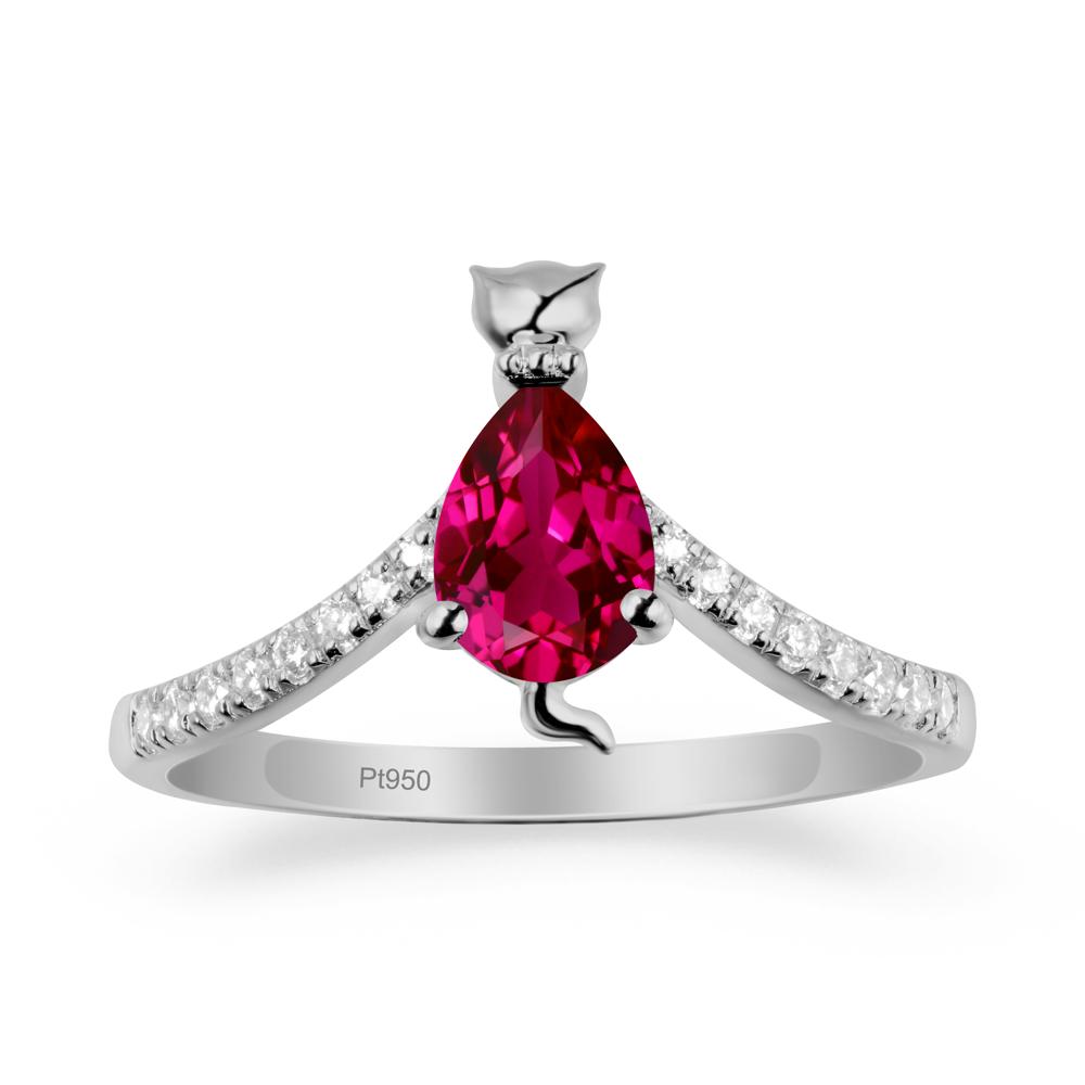 Cute Cat Inspired Ruby Ring - LUO Jewelry #metal_platinum