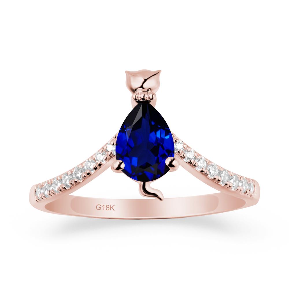 Unique Pear Sapphire Cat Ring - LUO Jewelry #metal_18k rose gold